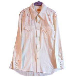 VTG Women's 17-33 Ely Plains Rider White Pearl Snap Flower Western Shirt